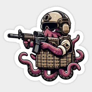 Tactical Octopus Adventure Tee: Where Intelligence Meets Style Sticker